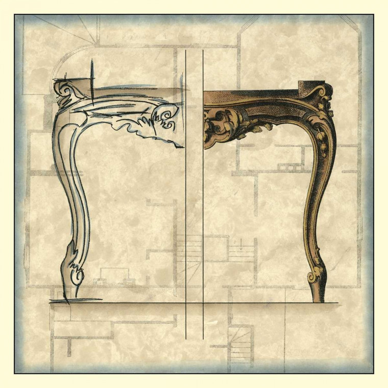 Vision Studio Mobili Sketch I Architettura cm64X64 Immagine su CARTA TELA PANNELLO CORNICE Quadrata