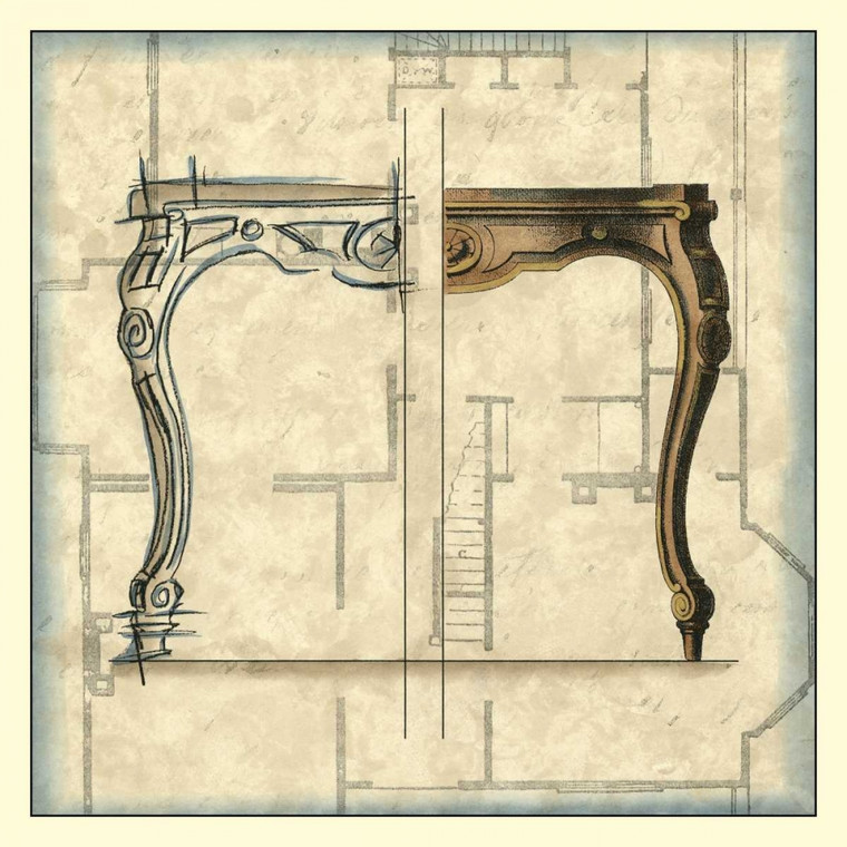 Vision Studio Mobili Sketch II Architettura cm64X64 Immagine su CARTA TELA PANNELLO CORNICE Quadrata