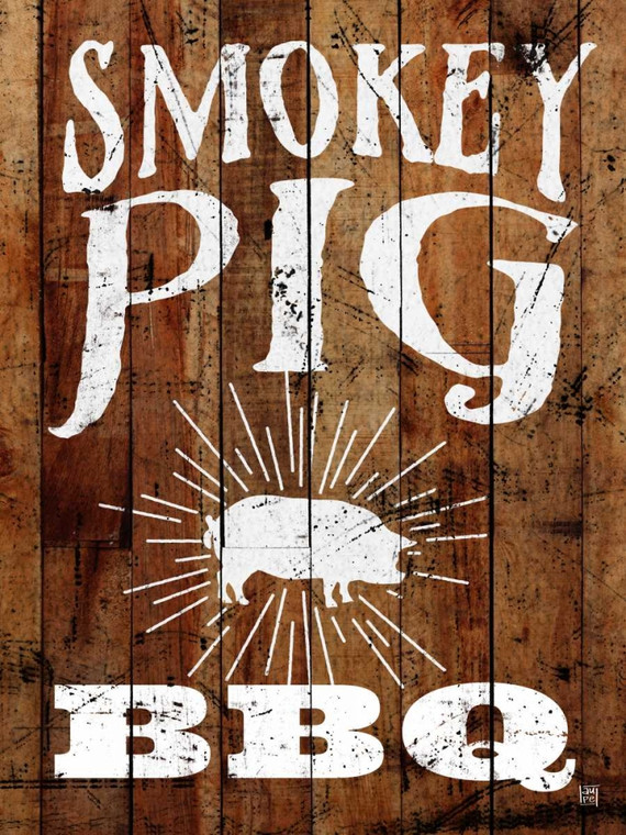 Perrenoud Aubree Smokey Pig BBQ Cibo cm73X54 Immagine su CARTA TELA PANNELLO CORNICE Verticale