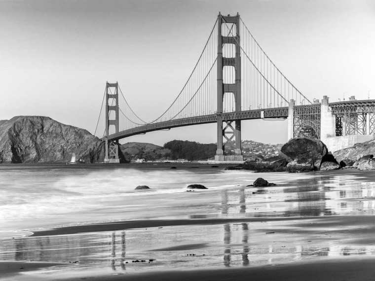 Anonymous Baker Beach e Golden Gate Bridge, San Francisco Costiero cm84X111 Immagine su CARTA TELA PANNELLO CORNICE Orizzontale