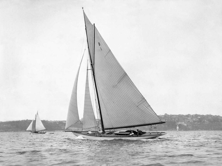 Anonymous sloop vittoriana sul porto di Sydney 1930 Giochi e Sport cm84X111 Immagine su CARTA TELA PANNELLO CORNICE Orizzontale