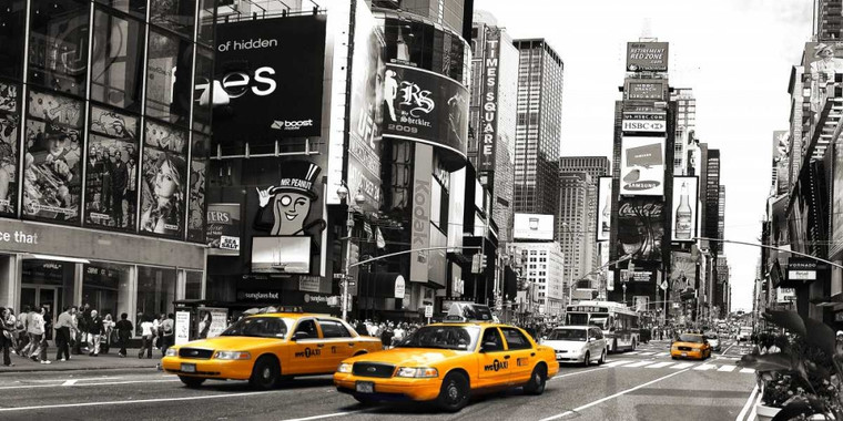 Anonymous Taxi a Times Square, New York fotografia cm84X171 Immagine su CARTA TELA PANNELLO CORNICE Orizzontale