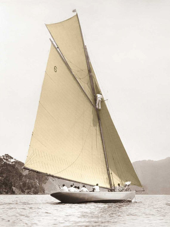 Anonymous yacht d'epoca fotografia cm111X84 Immagine su CARTA TELA PANNELLO CORNICE Verticale
