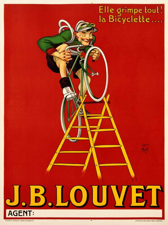 Anonymous Biciclette Louvet Vintage ? cm111X84 Immagine su CARTA TELA PANNELLO CORNICE Verticale