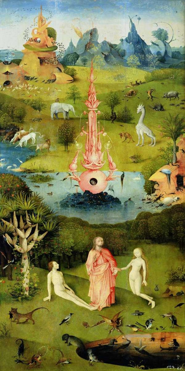 Bosch Hieronymus Il giardino delle delizie I Paesaggio cm171X84 Immagine su CARTA TELA PANNELLO CORNICE Verticale