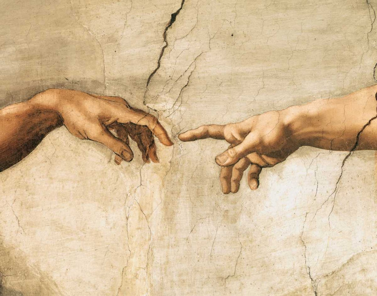 Buonarroti Michelangelo La creazione di Adamo (detail) Tradizionale cm85X109 Immagine su CARTA TELA PANNELLO CORNICE Orizzontale