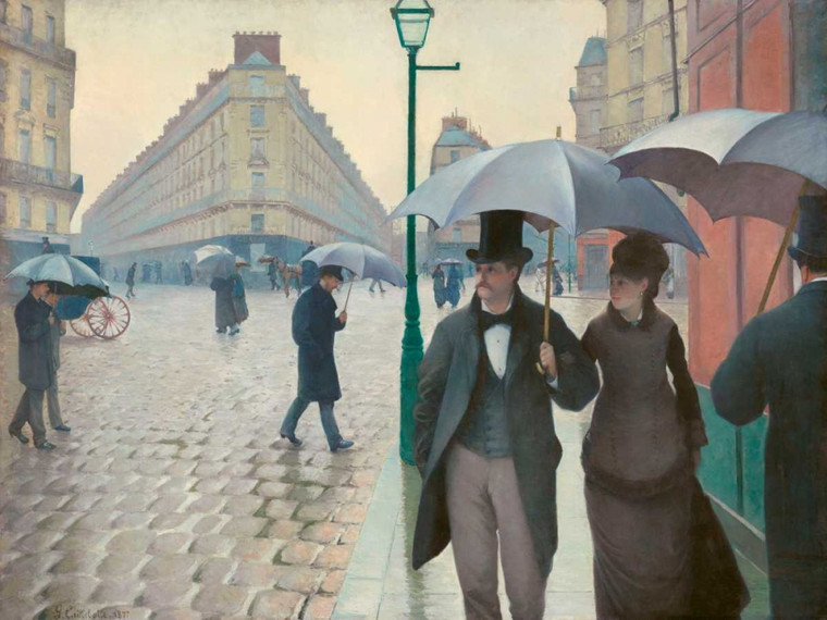 Caillebotte Gustave giorno di pioggia Paris Street Figurativo cm84X111 Immagine su CARTA TELA PANNELLO CORNICE Orizzontale