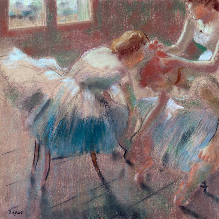 Degas Edgar  Tre danzatori preparazione per classe Figurativo cm77X77 Immagine su CARTA TELA PANNELLO CORNICE Quadrata