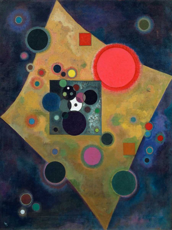 Kandinsky Wassily Rosa Accent Astratto cm111X84 Immagine su CARTA TELA PANNELLO CORNICE Verticale