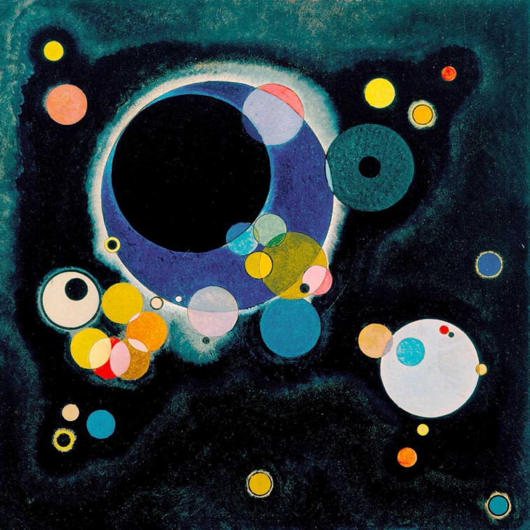 Kandinsky Wassily Bozzetto per diversi circoli Astratto cm77X77 Immagine su CARTA TELA PANNELLO CORNICE Quadrata