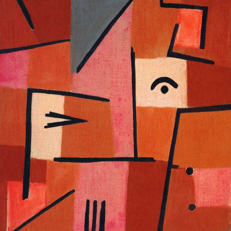 Klee Paul Attenzione alle Red Astratto cm77X77 Immagine su CARTA TELA PANNELLO CORNICE Quadrata