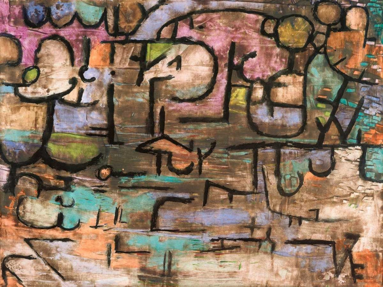Klee Paul Dopo il diluvio Astratto cm84X111 Immagine su CARTA TELA PANNELLO CORNICE Orizzontale