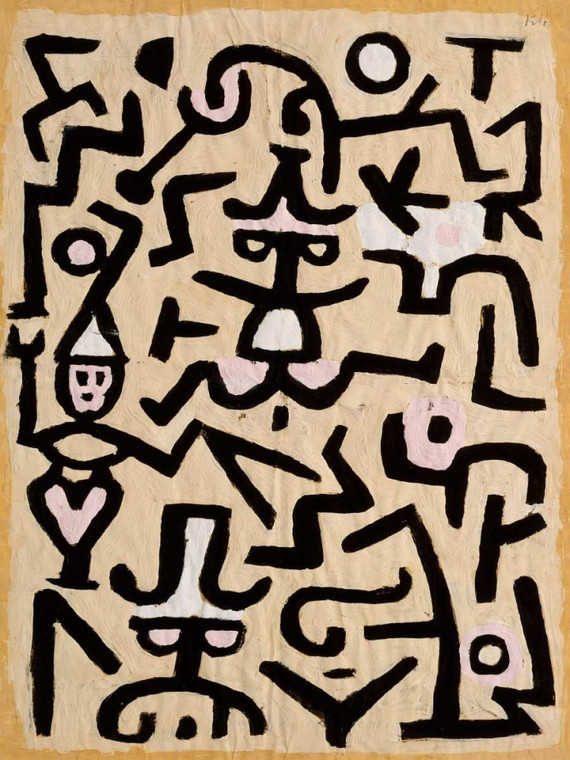 Klee Paul Comedians Volantino Astratto cm100X76 Immagine su CARTA TELA PANNELLO CORNICE Verticale