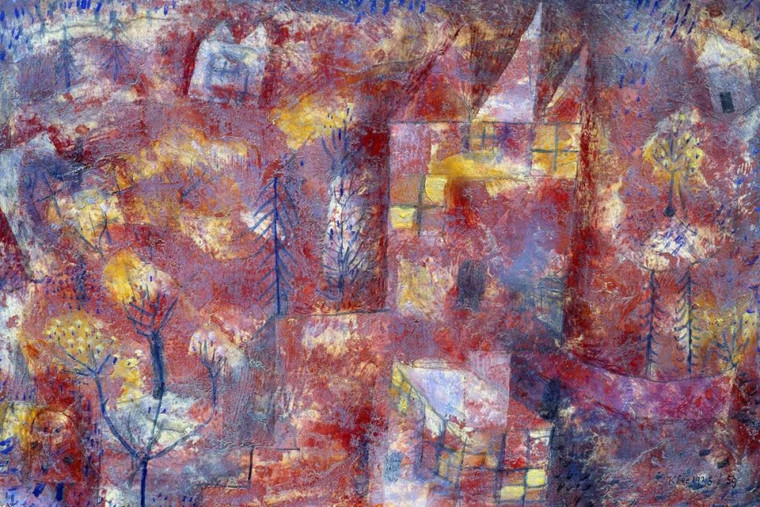 Klee Paul Paesaggio '¾ Childs Astratto cm78X118 Immagine su CARTA TELA PANNELLO CORNICE Orizzontale