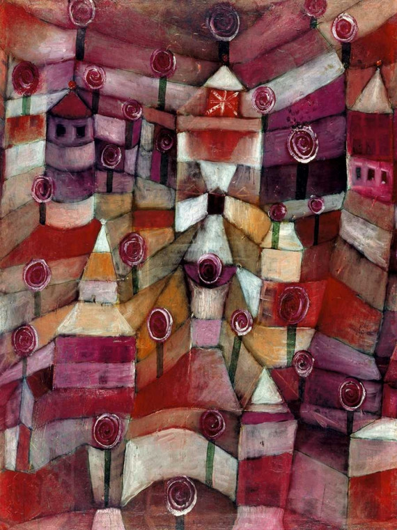 Klee Paul Giardino di rose Astratto cm111X84 Immagine su CARTA TELA PANNELLO CORNICE Verticale