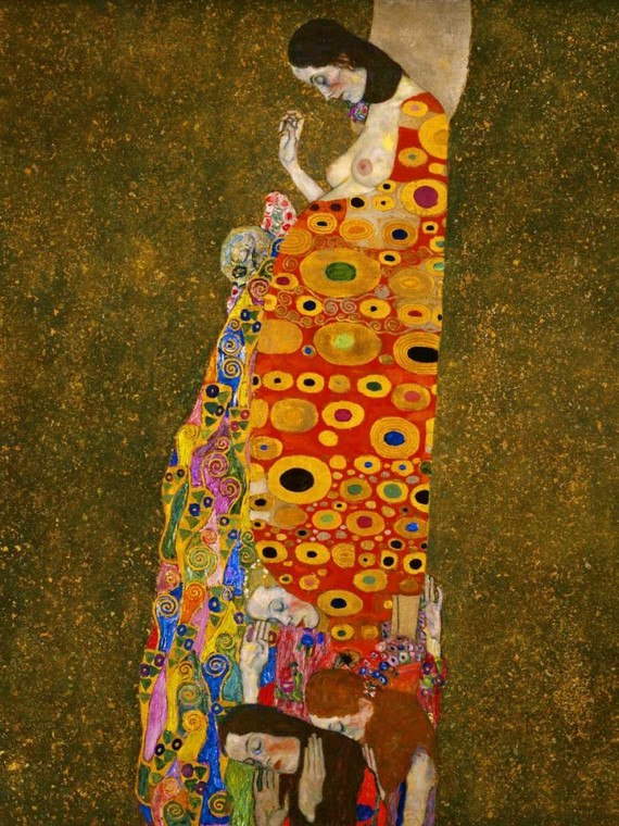 Klimt Gustav Speranza Figurativo cm111X84 Immagine su CARTA TELA PANNELLO CORNICE Verticale