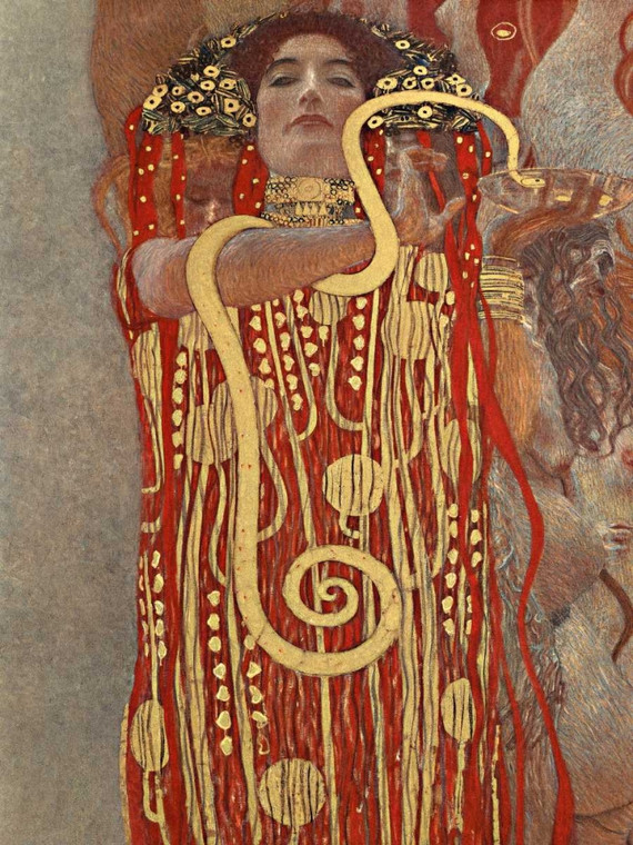 Klimt Gustav Medicinale Figurativo cm111X84 Immagine su CARTA TELA PANNELLO CORNICE Verticale