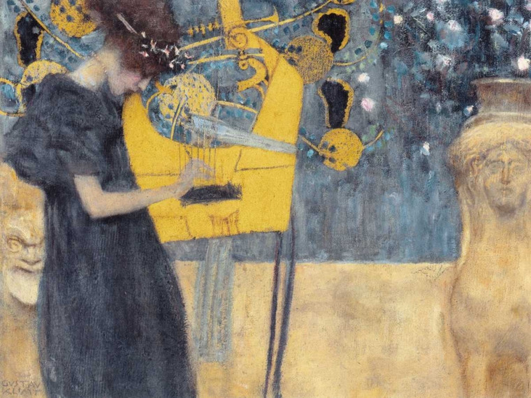 Klimt Gustav musica Figurativo cm84X111 Immagine su CARTA TELA PANNELLO CORNICE Orizzontale