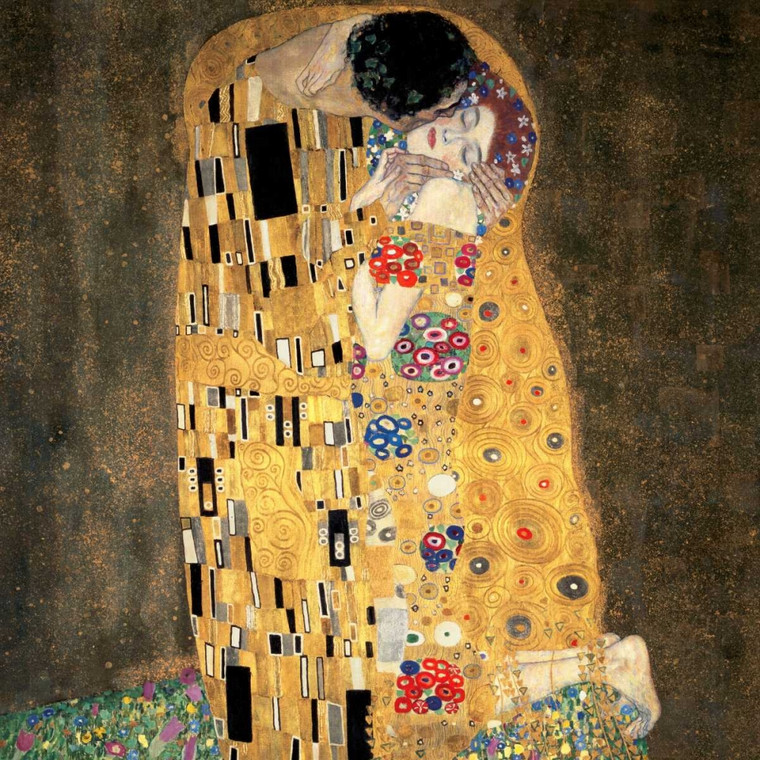 Klimt Gustav Il bacio (particolare) Figurativo cm77X77 Immagine su CARTA TELA PANNELLO CORNICE Quadrata
