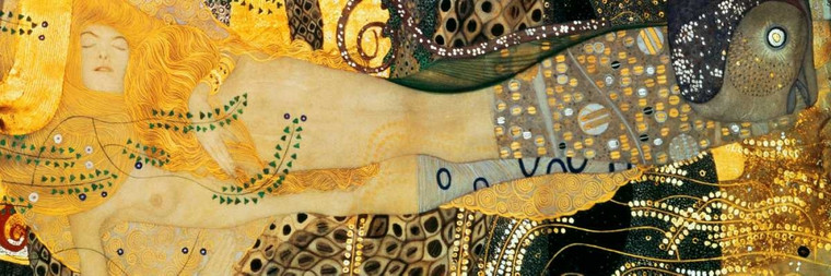 Klimt Gustav Water Serpents I Figurativo cm68X210 Immagine su CARTA TELA PANNELLO CORNICE Orizzontale