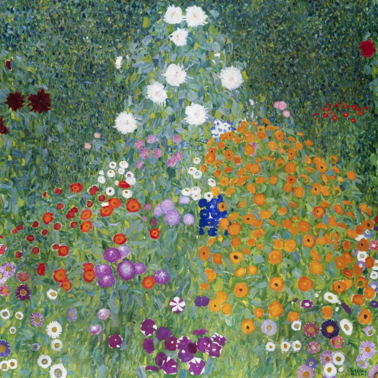 Klimt Gustav Gli agricoltori Garden Natura cm77X77 Immagine su CARTA TELA PANNELLO CORNICE Quadrata