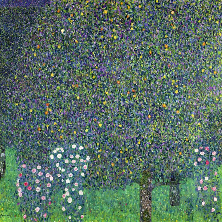 Klimt Gustav Rose sotto gli alberi Natura cm77X77 Immagine su CARTA TELA PANNELLO CORNICE Quadrata