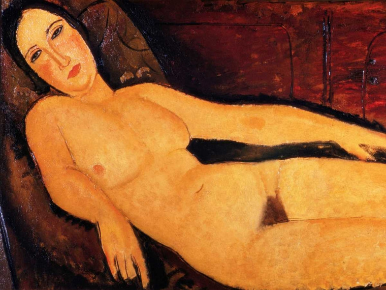 Modigliani Amedeo Nude su un divano europeo cm76X100 Immagine su CARTA TELA PANNELLO CORNICE Orizzontale
