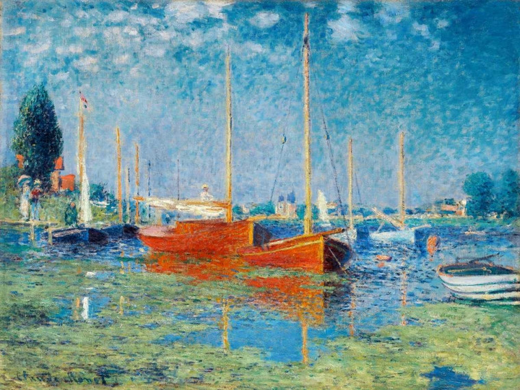 Monet Claude Argenteuil Costiero cm84X111 Immagine su CARTA TELA PANNELLO CORNICE Orizzontale