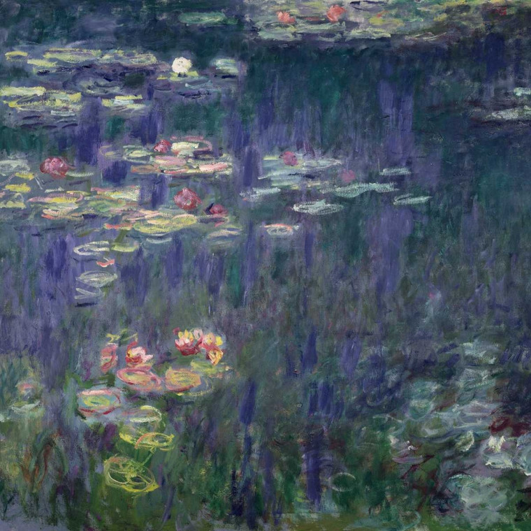 Monet Claude Ninfee: verdi Reflections (particolare) europeo cm87X87 Immagine su CARTA TELA PANNELLO CORNICE Quadrata