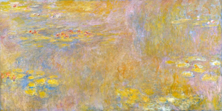 Monet Claude Ninfee Giallo Nirvana Floreale cm84X171 Immagine su CARTA TELA PANNELLO CORNICE Orizzontale