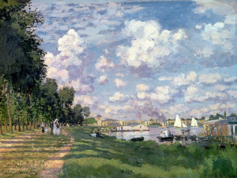 Monet Claude Il Marina a Argenteuil Paesaggio cm84X111 Immagine su CARTA TELA PANNELLO CORNICE Orizzontale