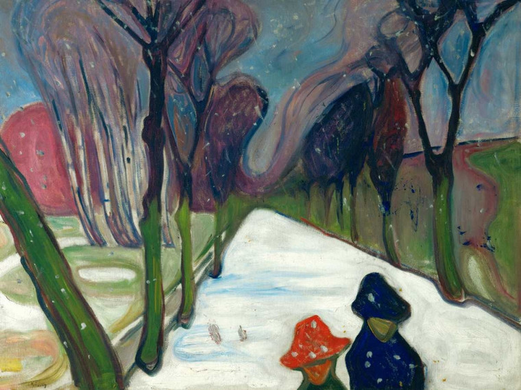Munch Edvard Viale nella neve Figurativo cm84X111 Immagine su CARTA TELA PANNELLO CORNICE Orizzontale