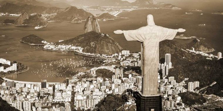 Pangea Images Affacciato su Rio de Janeiro, Brasile fotografia cm84X171 Immagine su CARTA TELA PANNELLO CORNICE Orizzontale