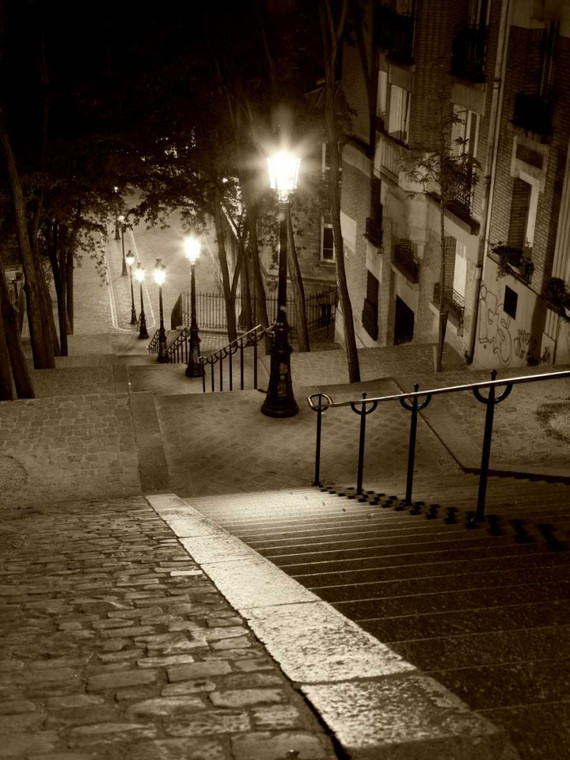 Ratsenskiy Vadim Montmartre Parigi Nero bianco cm111X84 Immagine su CARTA TELA PANNELLO CORNICE Verticale