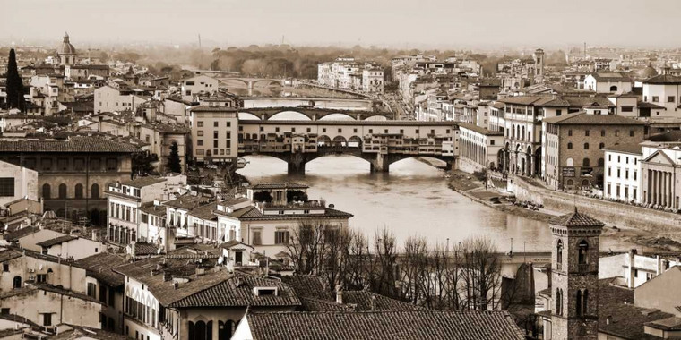 Ratsenskiy Vadim Ponte Vecchio Florence Nero bianco cm84X171 Immagine su CARTA TELA PANNELLO CORNICE Orizzontale