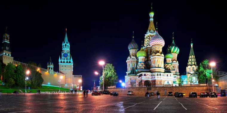Ratsenskiy Vadim Piazza Rossa durante la notte di Mosca posti cm84X171 Immagine su CARTA TELA PANNELLO CORNICE Orizzontale