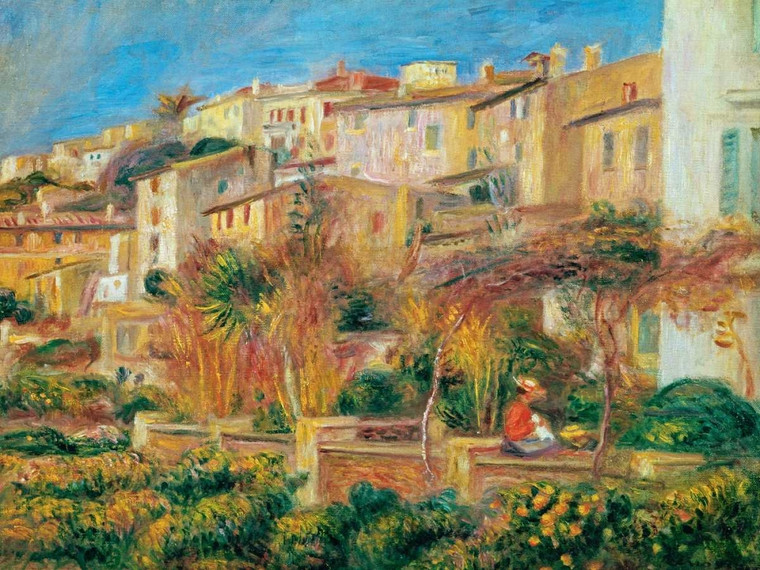 Renoir Pierre Auguste Terrazza a Cagnes sur Mer Paesaggio cm84X111 Immagine su CARTA TELA PANNELLO CORNICE Orizzontale