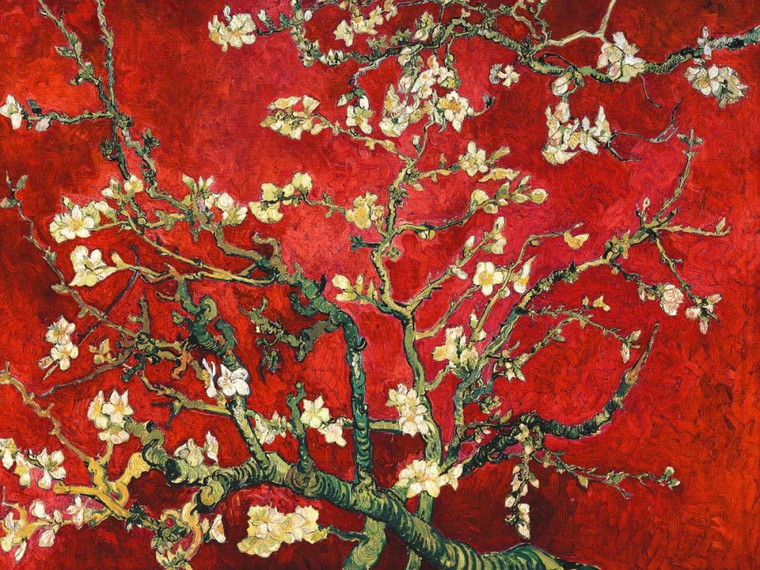 Van Gogh Vincent Mandorlo in fiore (variazione rosso) Floreale cm84X111 Immagine su CARTA TELA PANNELLO CORNICE Orizzontale