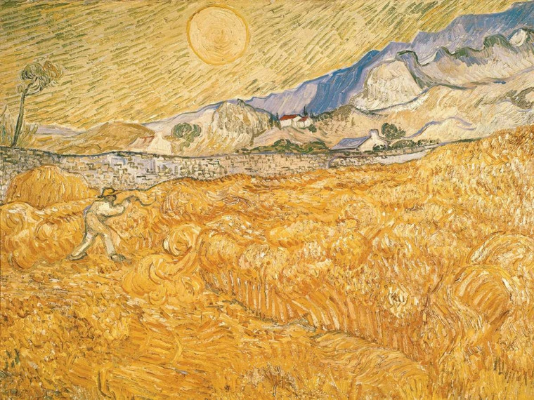 Van Gogh Vincent The Harvester Paesaggio cm76X100 Immagine su CARTA TELA PANNELLO CORNICE Orizzontale
