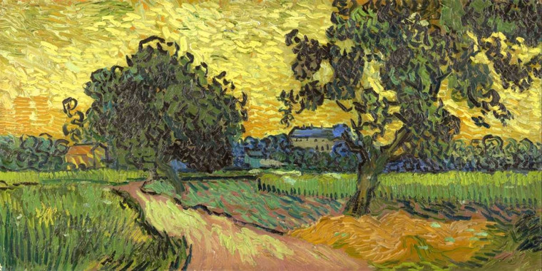 Van Gogh Vincent Paesaggio al crepuscolo Paesaggio cm84X171 Immagine su CARTA TELA PANNELLO CORNICE Orizzontale