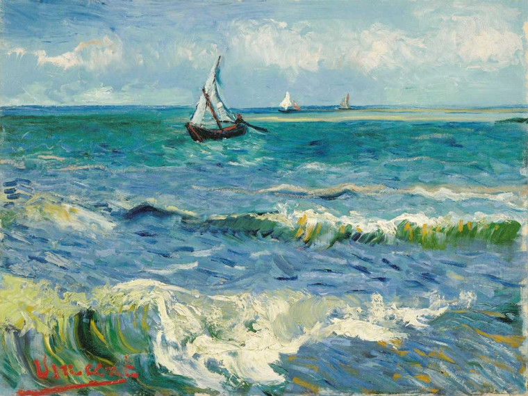 Van Gogh Vincent Il Saintes Maries de la Mer Paesaggio cm84X111 Immagine su CARTA TELA PANNELLO CORNICE Orizzontale