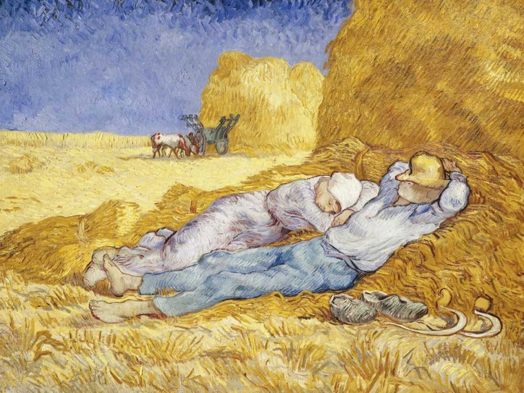 Van Gogh Vincent Noon  riposo Paesaggio cm84X111 Immagine su CARTA TELA PANNELLO CORNICE Orizzontale