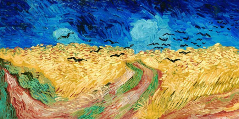 Van Gogh Vincent Campo di grano con corvi Paesaggio cm84X171 Immagine su CARTA TELA PANNELLO CORNICE Orizzontale
