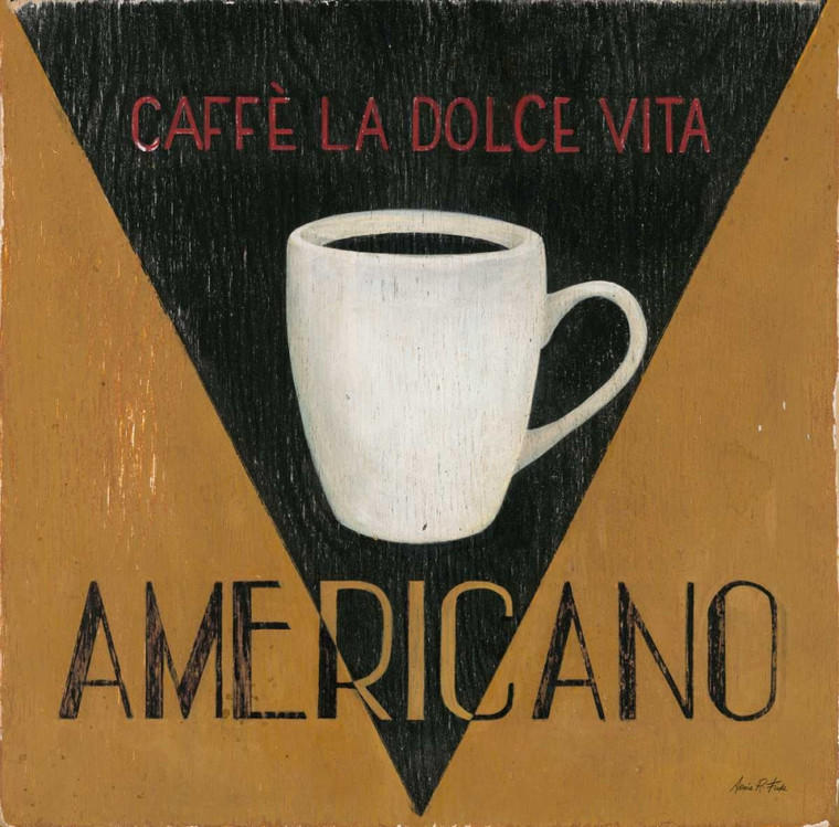 Fisk Arnie Caffe La Dolce Vita Americano Cucina cm74X74 Immagine su CARTA TELA PANNELLO CORNICE Quadrata