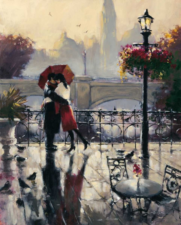 Heighton Brent Embrace romantico Figurativo cm105X84 Immagine su CARTA TELA PANNELLO CORNICE Verticale