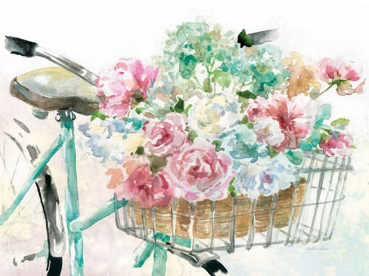 Studio Rofino Mercato dei fiori biciclette Floreale cm70X96 Immagine su CARTA TELA PANNELLO CORNICE Orizzontale