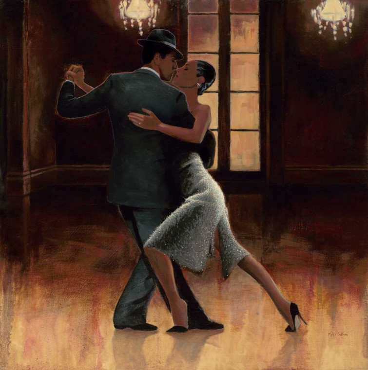 Sullivan Miles Studio Tango Danza cm77X77 Immagine su CARTA TELA PANNELLO CORNICE Quadrata