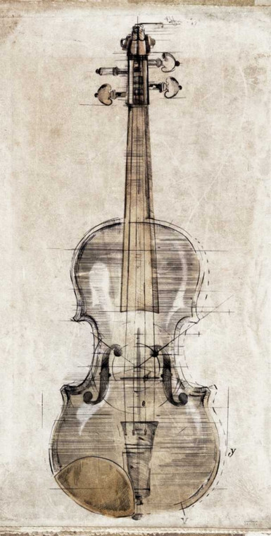 Symposium Design Violin Studio Front Vintage ? cm144X73 Immagine su CARTA TELA PANNELLO CORNICE Verticale
