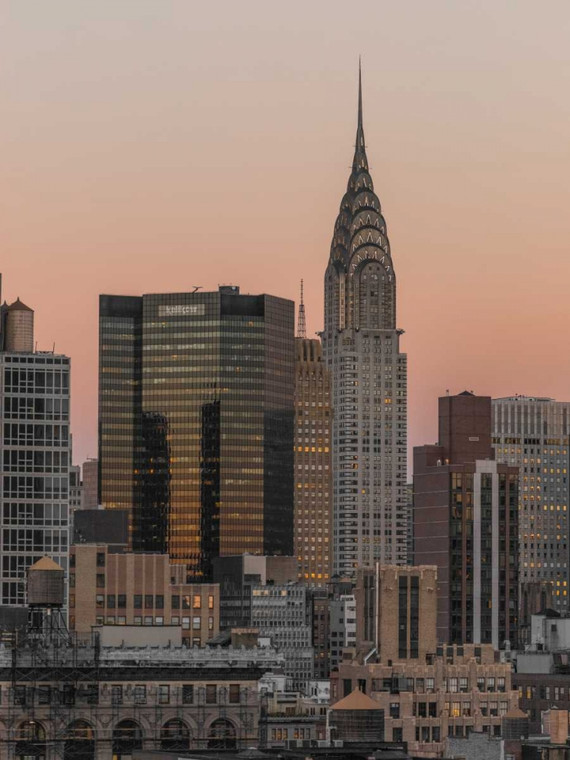 Frank Assaf città Chrysler Building di New York Architettura cm80X59 Immagine su CARTA TELA PANNELLO CORNICE Verticale