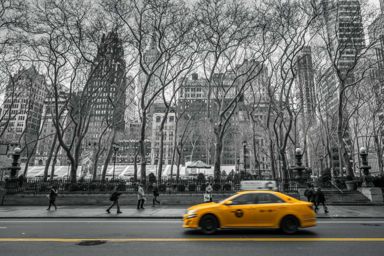 Frank Assaf Cab sul New York via della città Architettura cm86X130 Immagine su CARTA TELA PANNELLO CORNICE Orizzontale